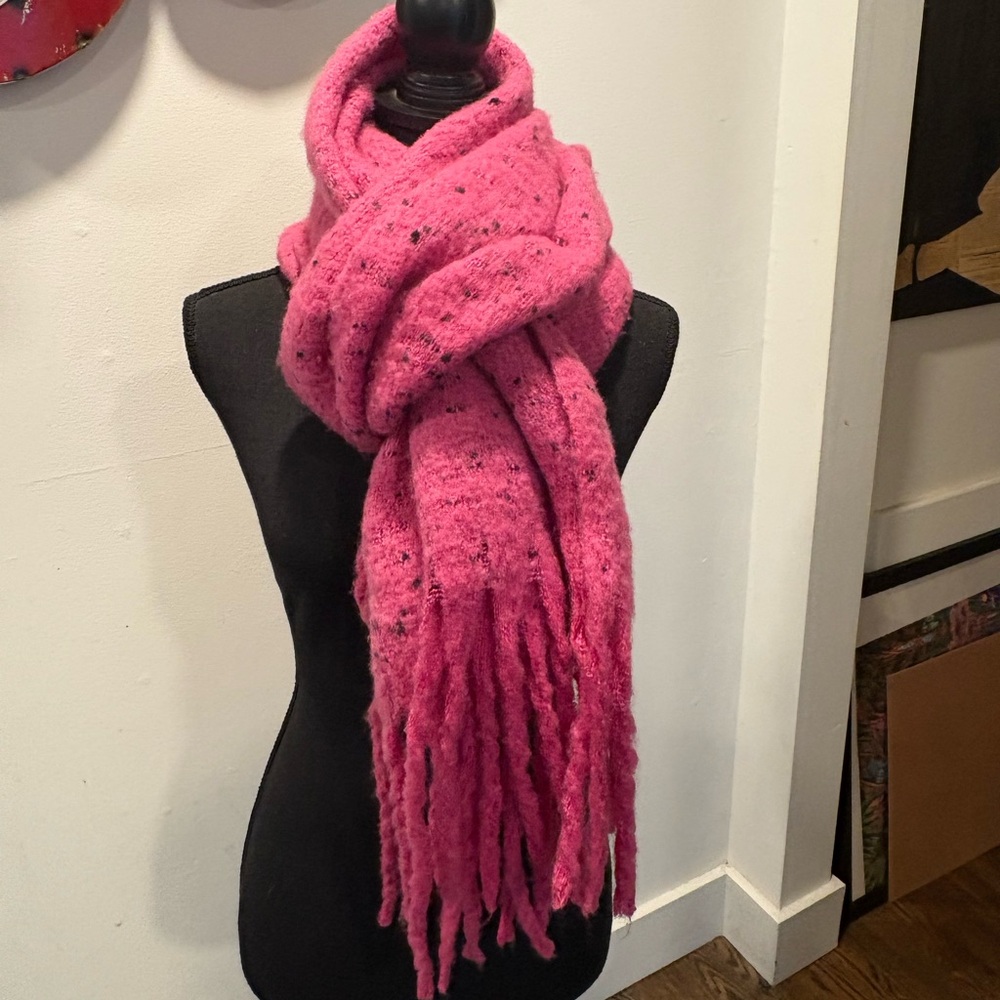 Pink fluffy oversized scarf